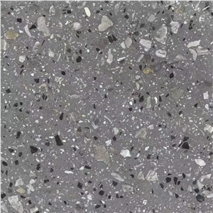 Terrazzo cement tiles slabs colorful black grey factory sell
